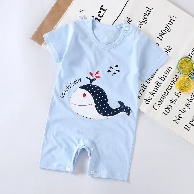 Baby Unisex Romper Jumpsuit - 100% Cotton Short-Sleeve Animal Print