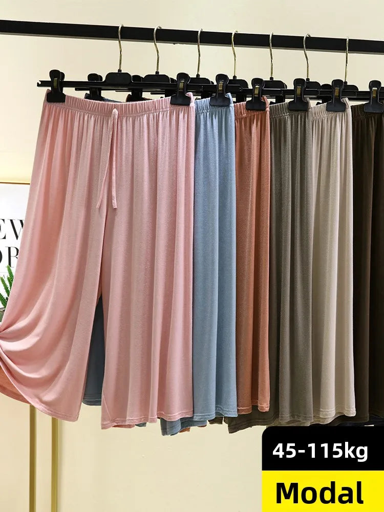 Women's Modal Wide-Leg Pants - High-Waisted Casual Summer Lounge