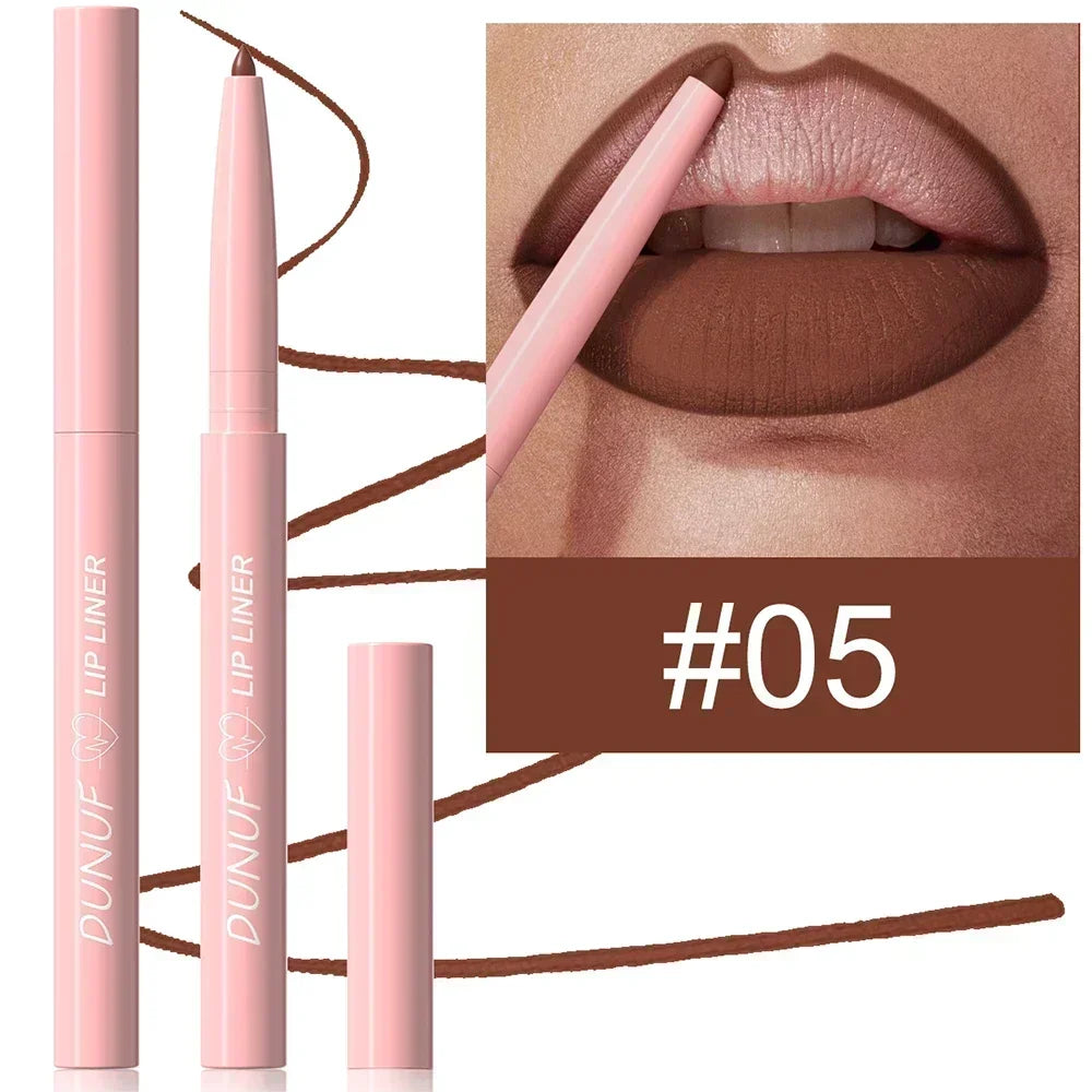 Dunuf 12 Color Velvet Matte Lip Liner Pencil Waterproof for Precise Lip Contour Nude Pink Set for Makeup Lovers