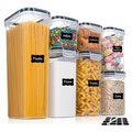 Juego de 7 recipientes de alimentos para cocina, plástico sin BPA, herméticos, con 10 pegatinas y bolígrafo