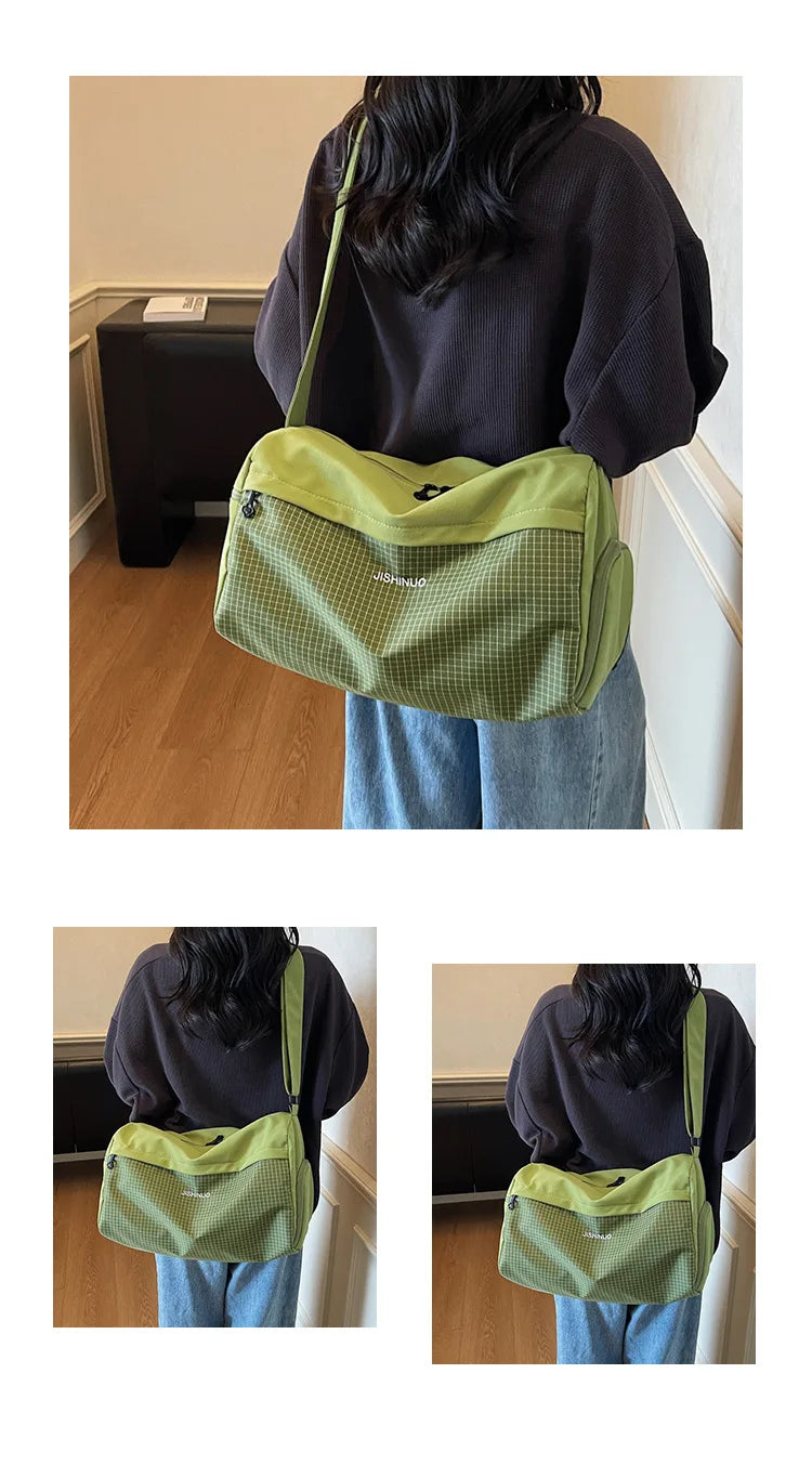Large Capacity Travel Tote Bags for Women Solid Color Shoulder Messenger Bag Sports Yoga Satchels Fashion Woman Handbag