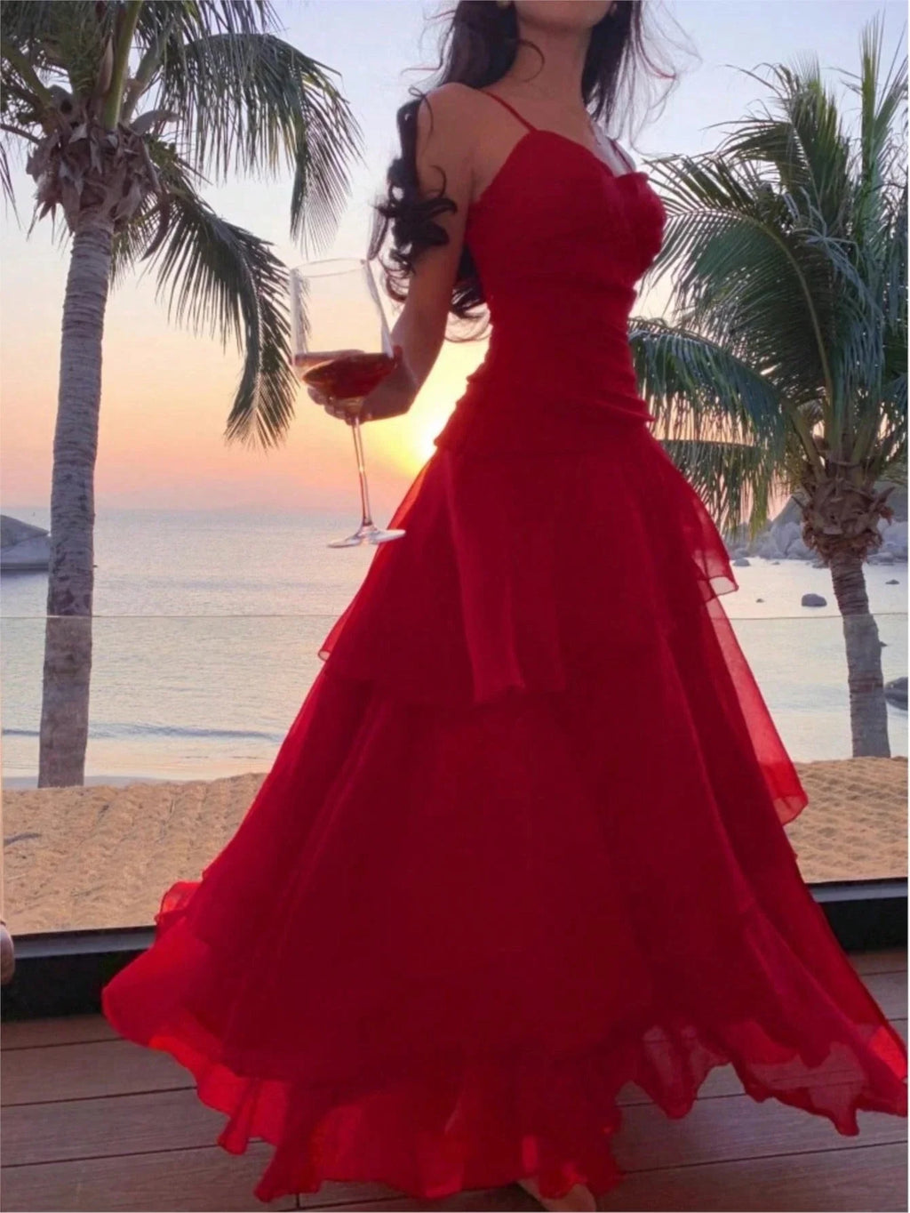 Women Summer Elegant Ruffles Spaghetti Strap Long Dresses Fashion Chic Slim Fit Birthday Cocktail Party Dress Female New Robe