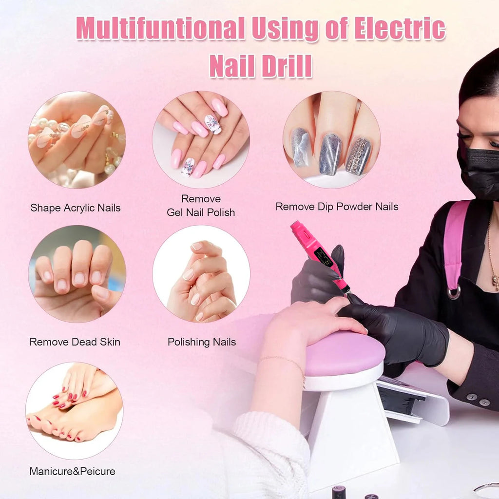 LULAA Portable Professional Electric Nail Drill Machine Manicure Tools Pedicure Drill Set Family Nail File Nail Drill Equipment