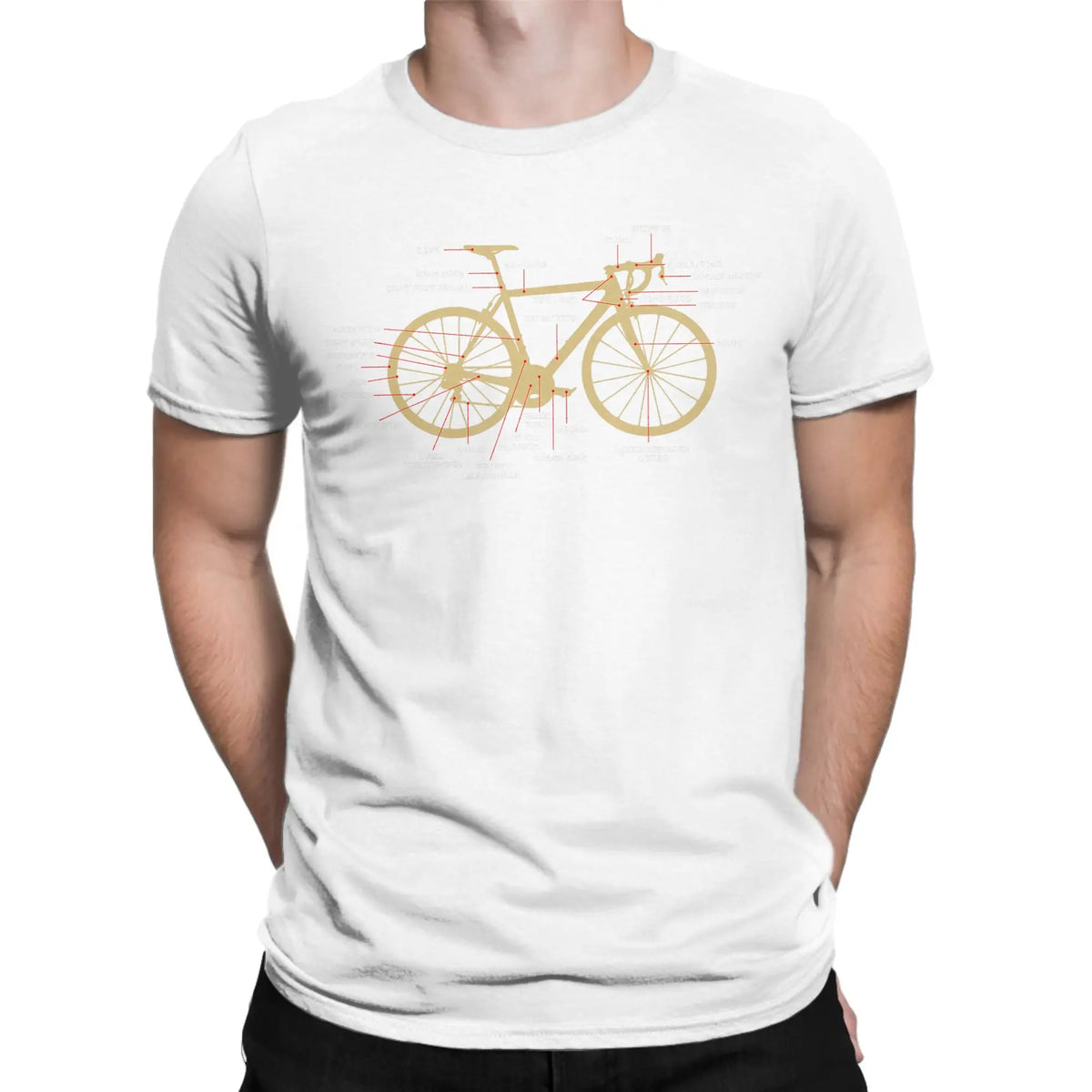 Men's Bicycle Anatomy Graphic T-Shirt - Casual Short Sleeve Cotton
