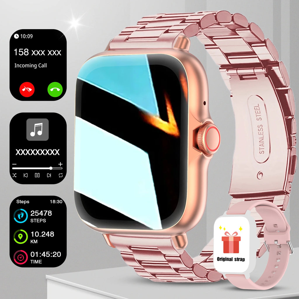 1.83" Touch Screen Smart Watch - Wireless Calling, Silicone Band