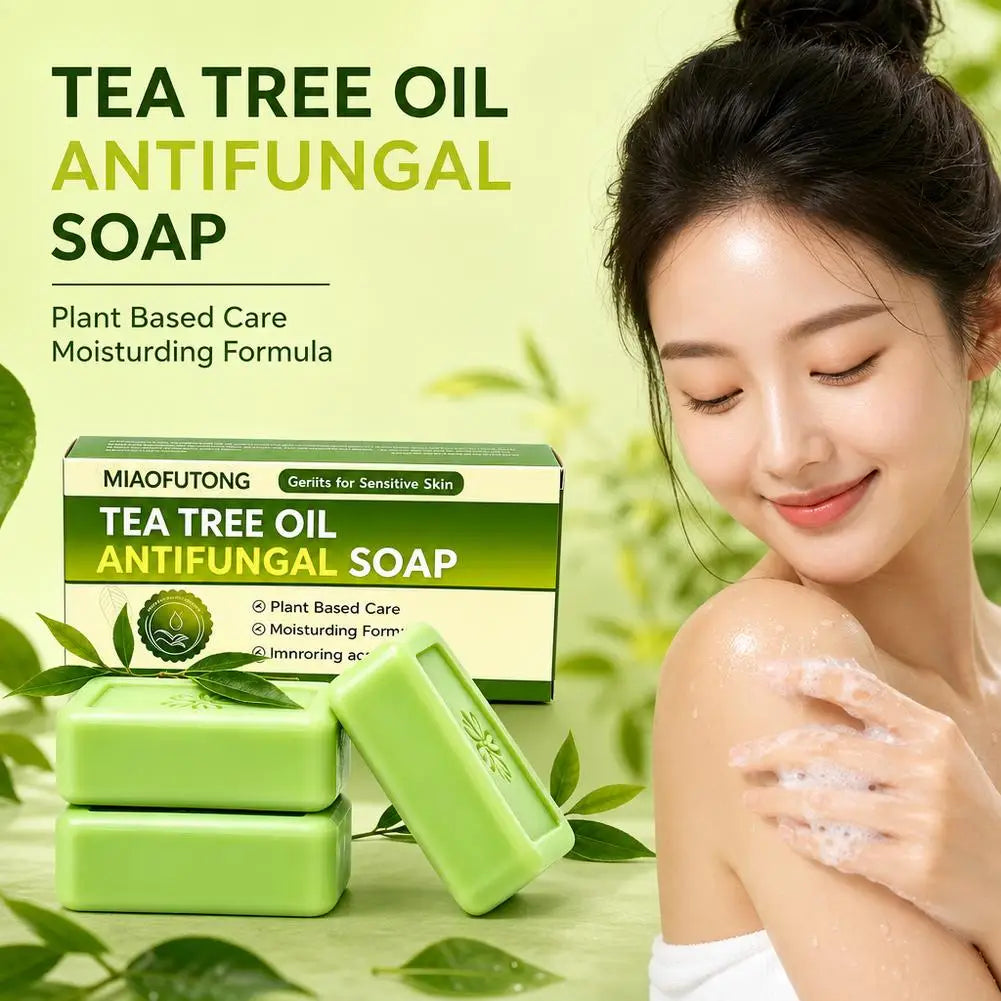 3PCS Tea Tree Oil Soap Acne Clearing Bar Natural Plant Deep Cleansing Bar Body Face Wash For Oily Acne-Prone Sensitive Skin Care