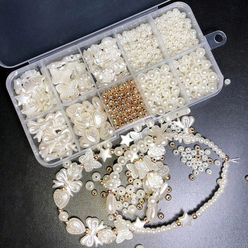 Acrylic Pearl Beads Set 800Pcs Polished White Loose Beads For Elegant DIY Jewelry Making