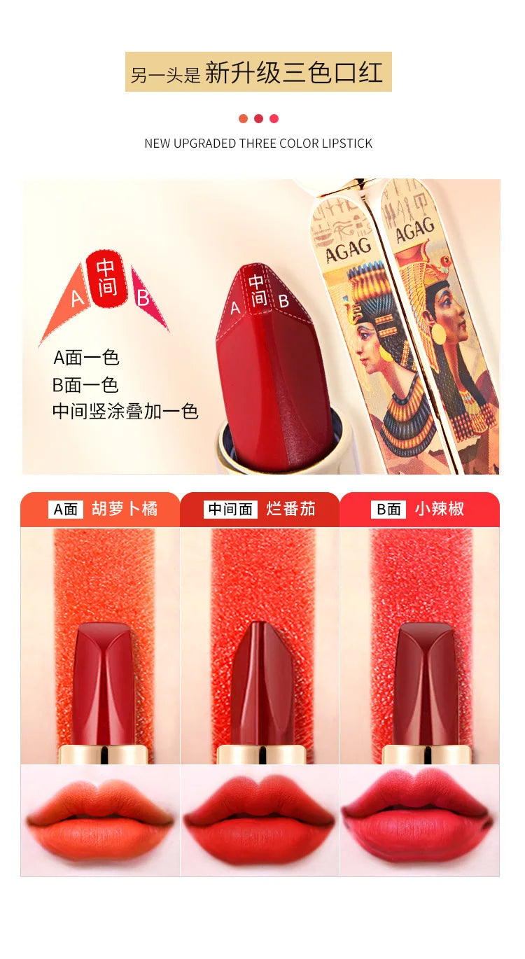 AGAG Magic 6 Colors Lipstick Double Tube Mist Waterproof Non-stick Cup Moisturizing Easy To Use Long-lasting Cosmetics Makeup