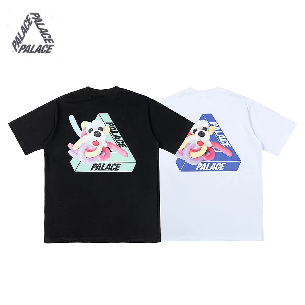 PALACE European and American trendy brand triangle print high-quality men's and women's casual pure cotton short sleeved T-shirt