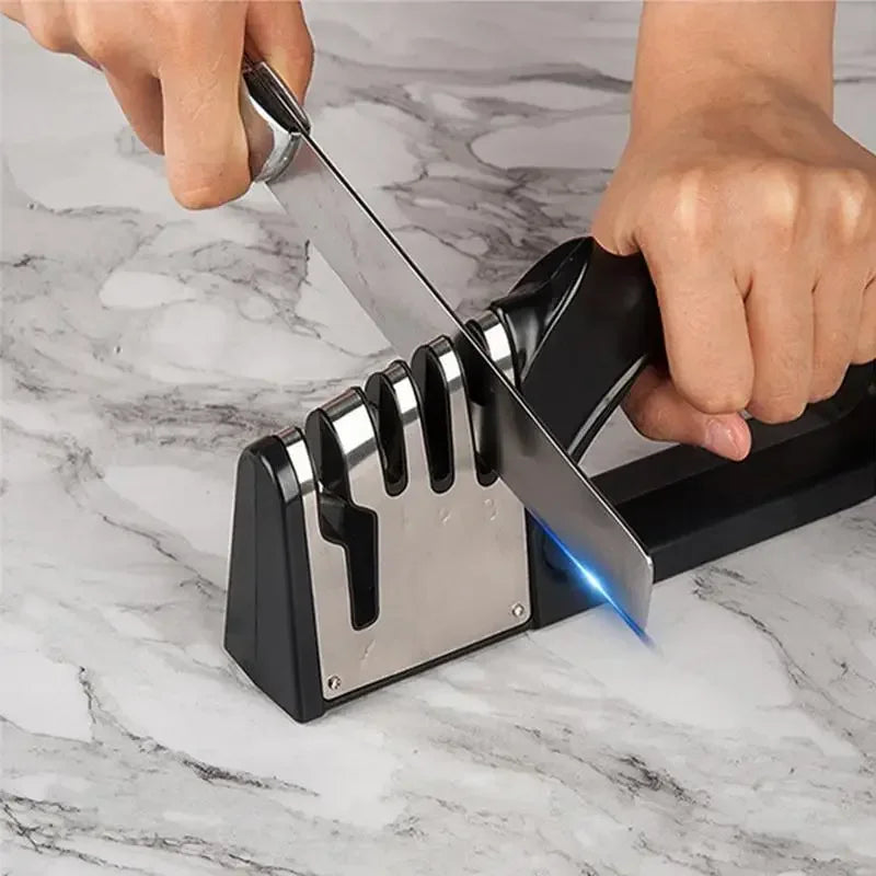 Afilador de Cuchillos de Cocina de 4 Segmentos Multifuncional Portátil con Base Antideslizante Afilador de Cuchillos para Gadgets y Accesorios de Cocina Domésticos