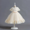 Criss-Cross Lace Girl Bridesmaid Dresses For Christmas White Kid's Party Dress Beading Tulle Children's Ceremony Evening Frocks