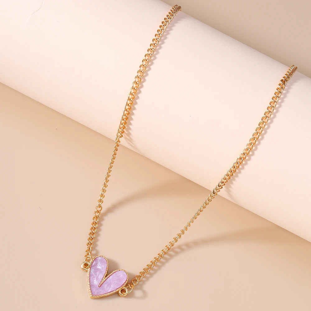 Cute Love Heart Pendant Necklace for Women Girls Gold Color Choker Necklaces Chain Birthday Jewelry Gifts