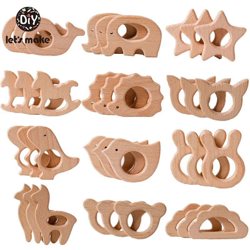 1pc Baby Teether Wooden Animal Pacifier Pendant BPA Free Beech Koala Rodent Teething Toys Kids Products Gifts