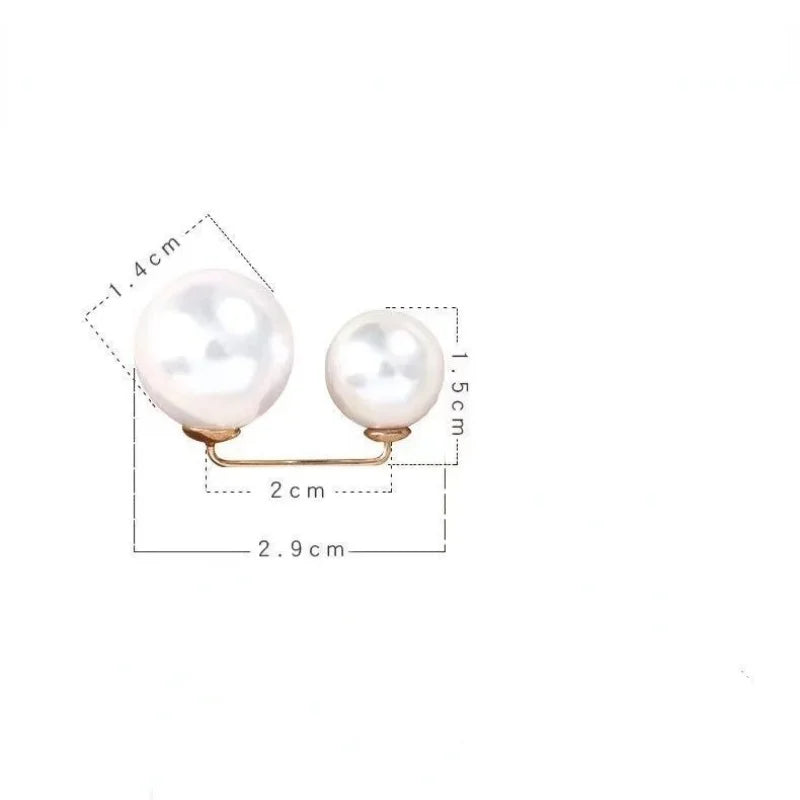 4Pcs/set Women Fashion Tightening Waistband Pin Double Pearl Brooches Metal Lapel Pin Brooch Pins Sweater Shirt Cardigan Brooch