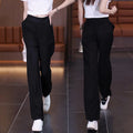 Women's Ice Silk Wide Leg Pants - High Waist Loose Casual Trousers