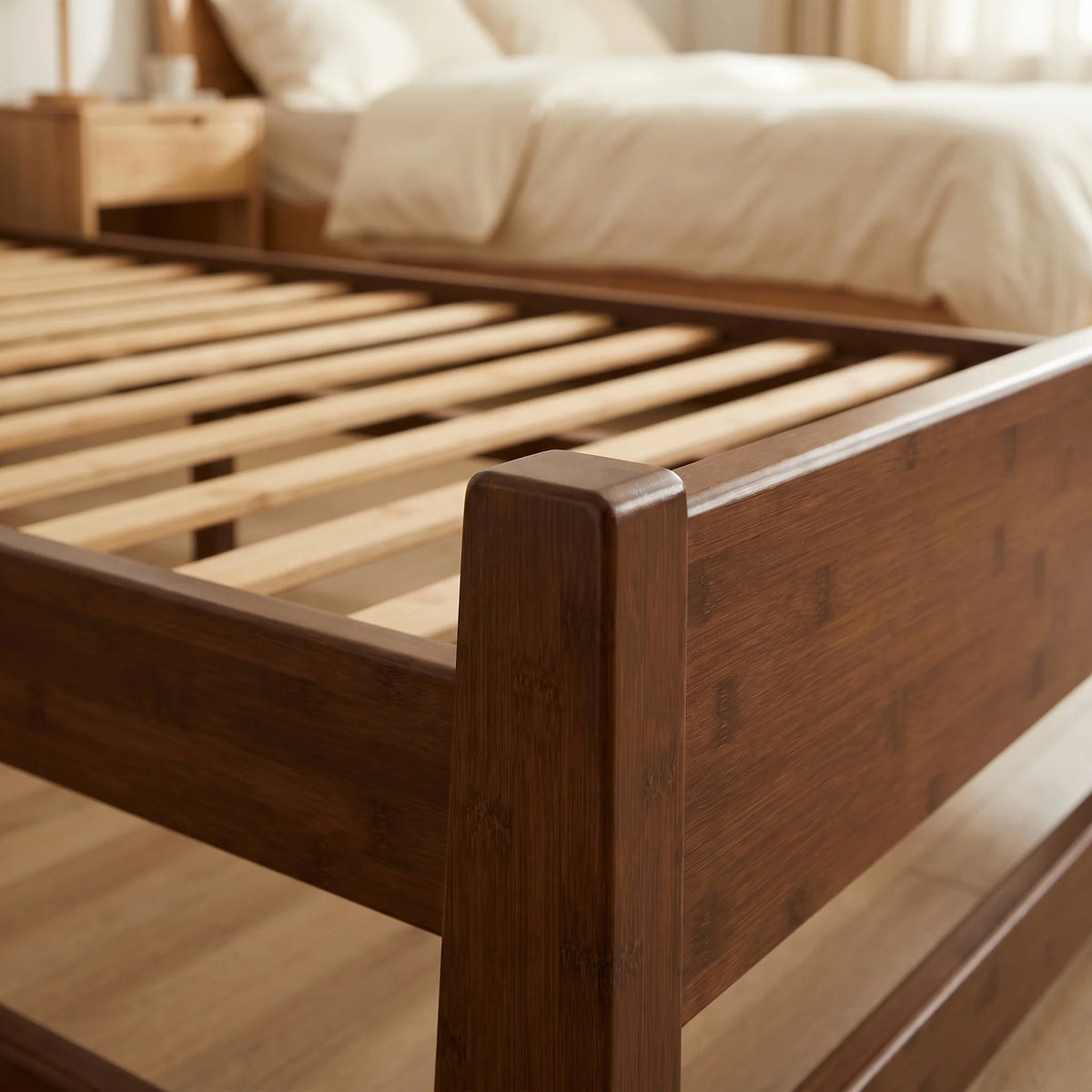 Solid Bamboo Bed Frame (Queen & King Size) – 800LBS Heavy Duty Platform Bed, No Box Spring Needed, Eco-Friendly Modern Minimalist Bedroom Furniture