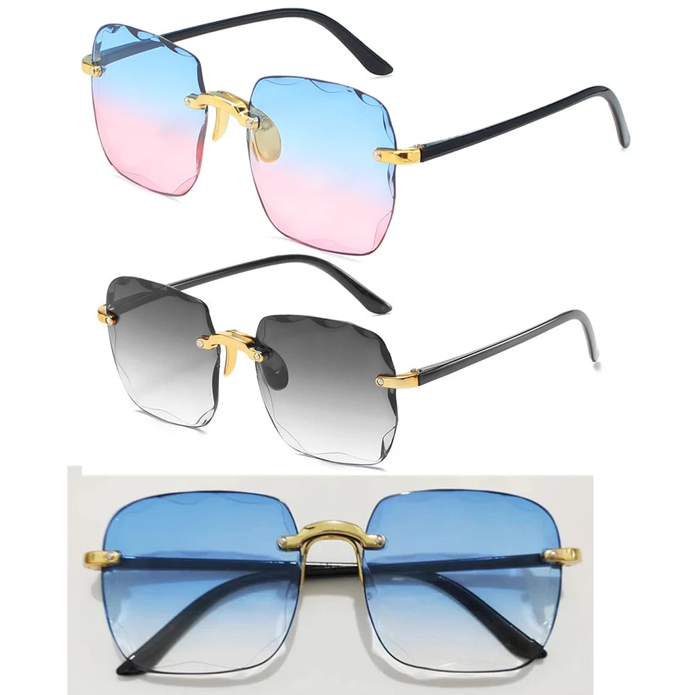 ANLUAN Women's Rimless Square Sunglasses - Gradient UV400