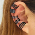 5Pcs/Set Trendy Elegant Design Ear Cuff Classic Elegant Style Gifts Women'S'S No Piercing Clip Silver Earrings Circle Leaf Shaped
