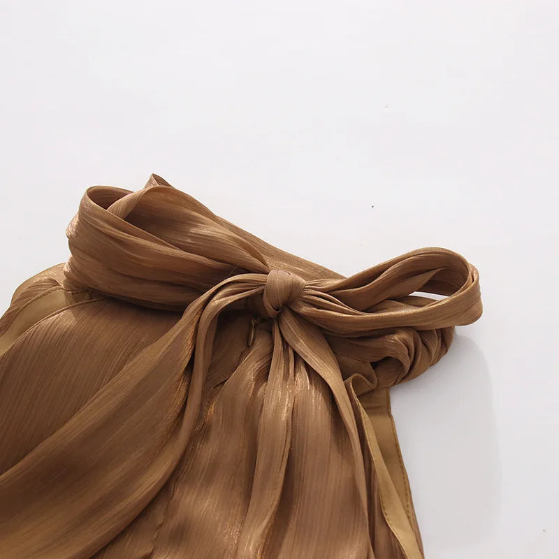 2026 New Halter Neck Evening Dress with 3D Rose, Ruffled Chiffon Maxi Gown, Elegant A-Line Formal Party Dress for Wedding Guest,