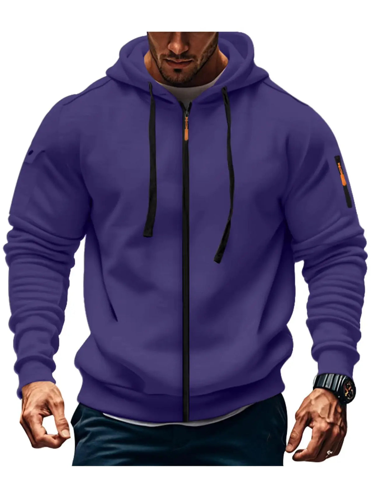 Men's Hooded Sweatshirt - Long Sleeve Zipper Sportswear Slim Fit
