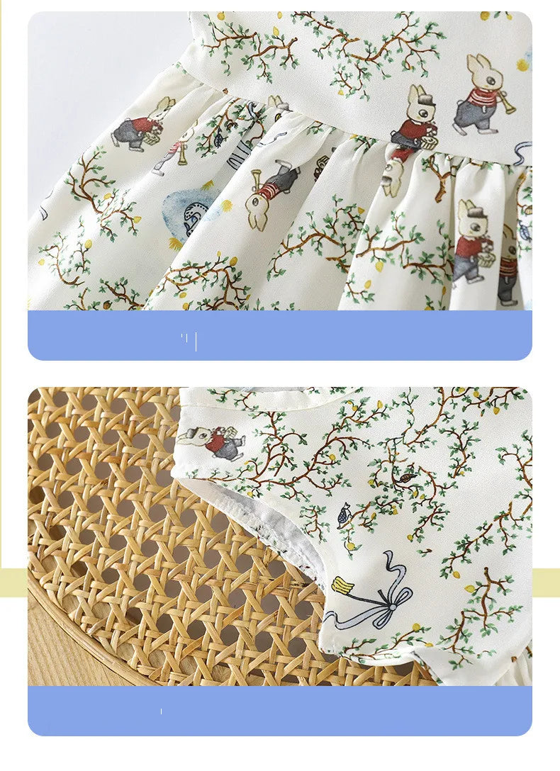 Girls Dress Summer Floral Pattern Children's Sundress Cute Thin Baby Casual Clothes