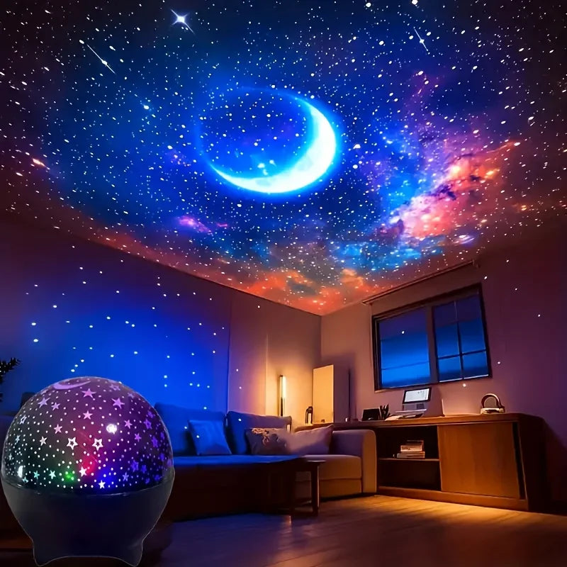 Star and moon projection night light fairy light bedroom LED atmosphere music synchronization color changing projection light
