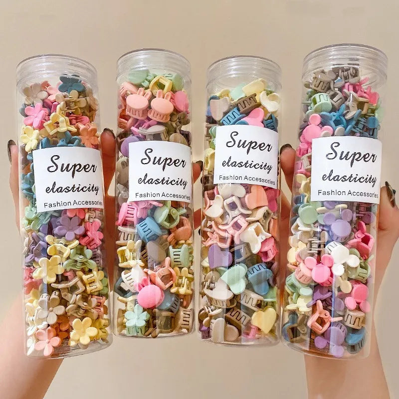 50PCS/Box Cute Cartoon Princess Girl Hairpins Colorful Flower Mini Hair Claws Kids Headwear Hair Accessory for Girl