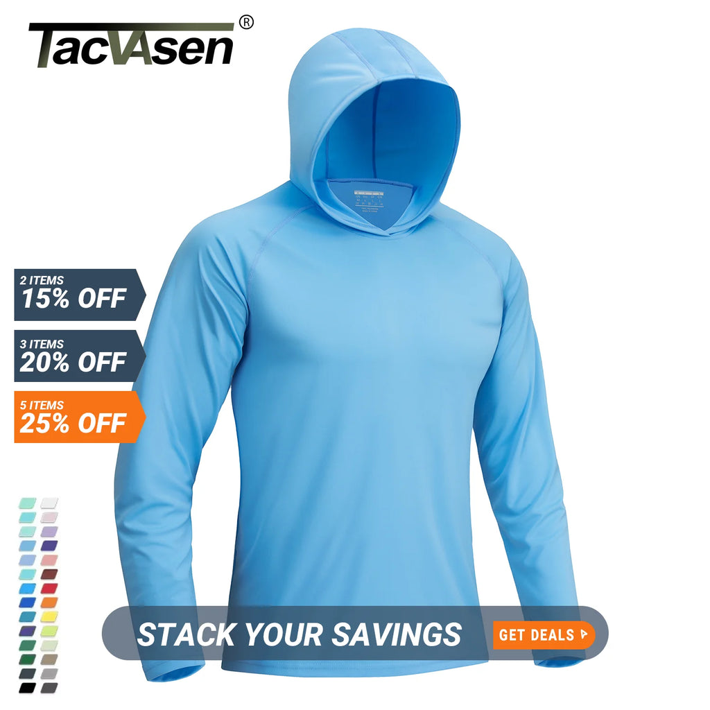 Tacvasen Sun Protection Shirts Mens Long Sleeve Hoodie Casual Uv-Proof T-Shirts Breathable Lightweight Quick Dry T Shirts Swim