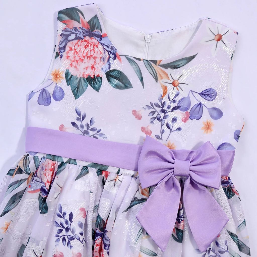 HETISO Girls Flower Dress Summer Retro Sleeveless Kids Princess Birthday Dresses Child Casual Clothes 2-10 Yrs