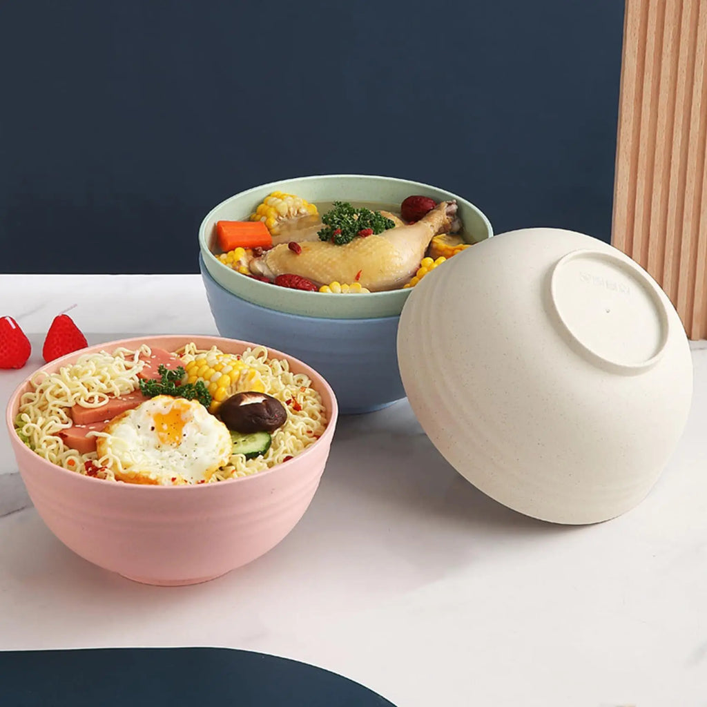 4-Piece Non Fragile Grain Bowl Set - 24 Ounce PP Plastic Bowl for Soup/Rice/Grains - Microwave and Dishwasher Safe