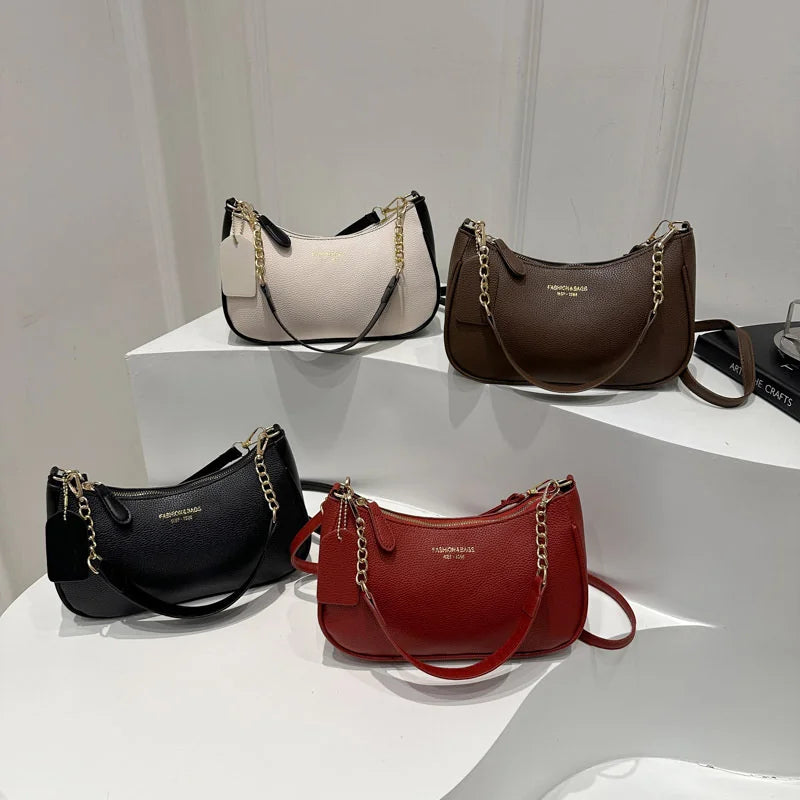 Crossbody Bag for Women Adjustable Strap Crescent Shoulder Bag PU Leather Zipper Closure Casual Handbag for Work Travel