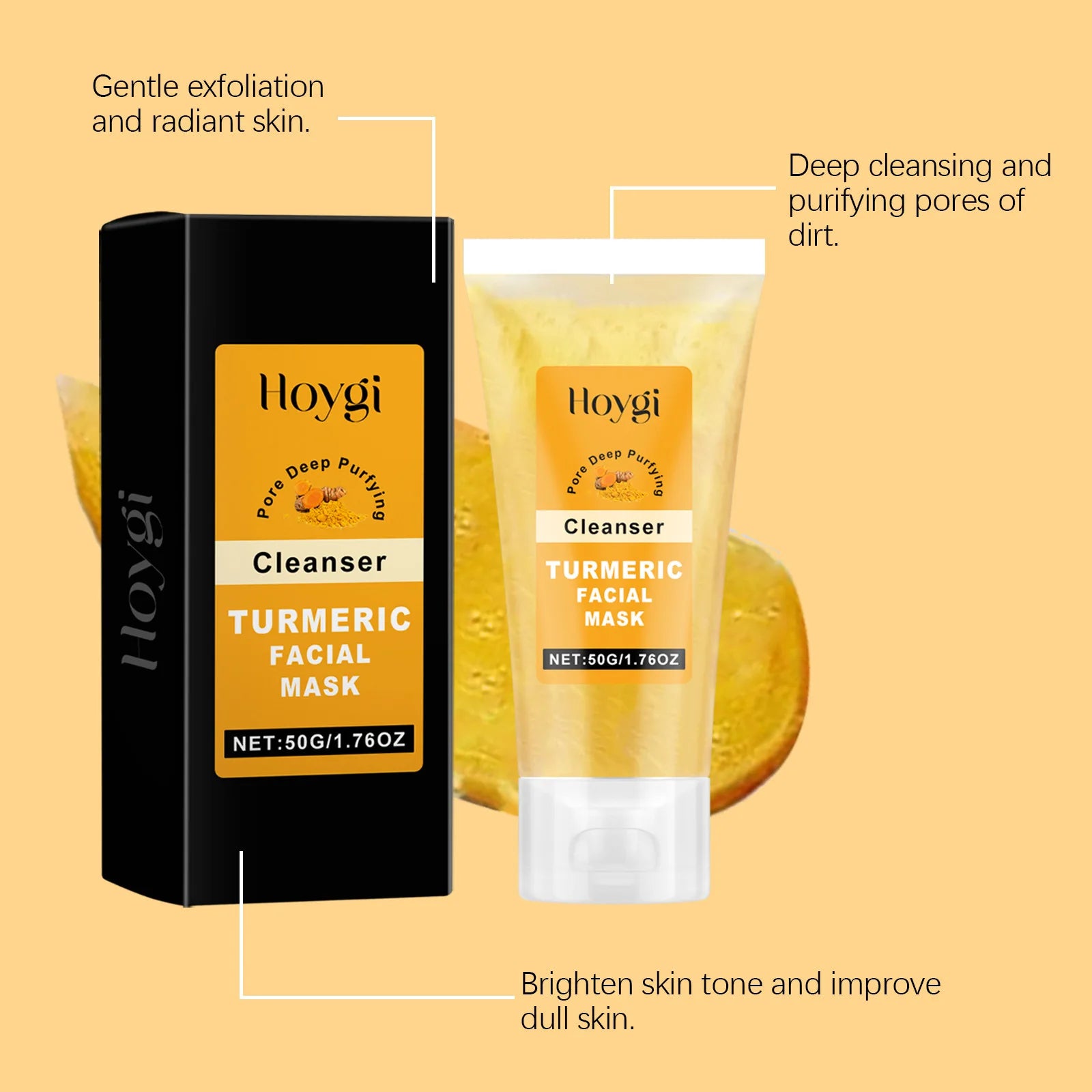 Turmeric Cleanser Oil Control Dark Spot Removal Anti Acne Deep Cleansing Shrink Pore Brightening Moisturizing Vitamin C Cream