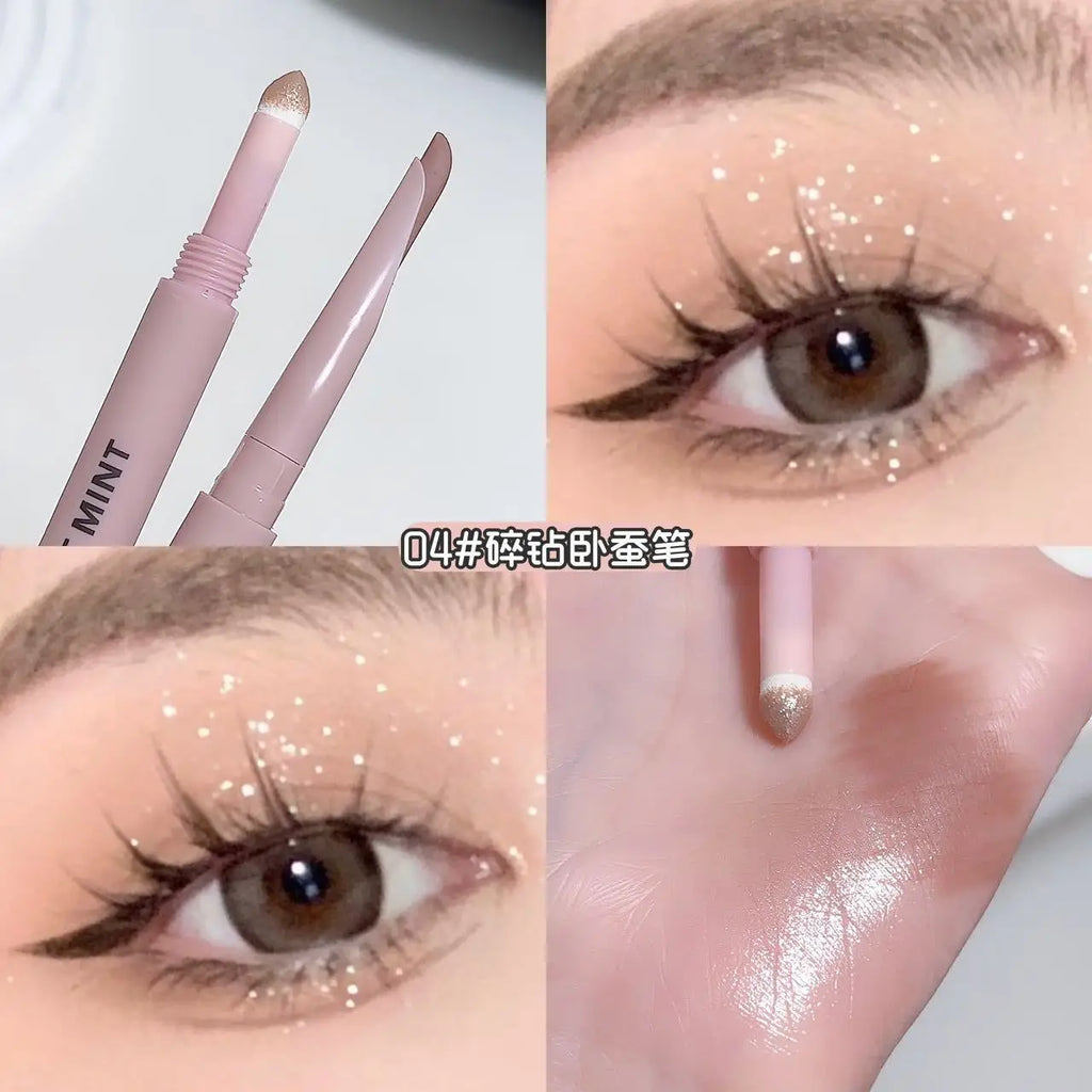 Double Headed Sickle Eyeliner Lying Silkworm Pen Waterproof Natural Glitter Eyeshadow Lying Silkworm Eyes Contour Shadow Make Up