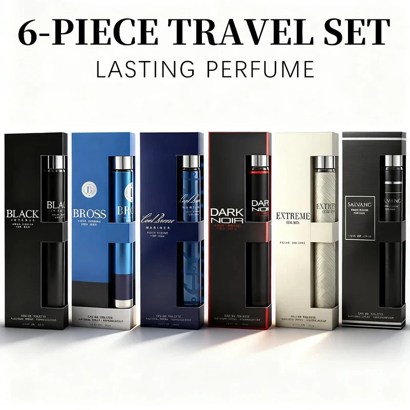 6-Piece Travel Set, Men's and Women's Eau De Toilette Spray, Long-Lasting Fragrance, 6 Different Flavors, Perfect for Holiday Gift