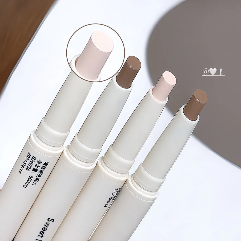 Dual-Ended Face Contour & Highlight Stick 3D Nose Shadow with Smudge Brush Silky Smooth Concealer Pen Natural Sculpting Makeup