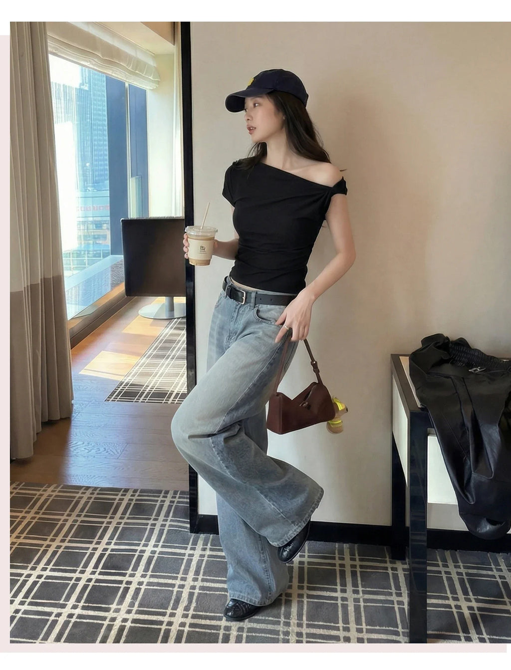 White Diagonal Shoulder Short Sleeve Crop Top 2026 Summer Solid Waist Pleated Women T-shirt Korean Style Minimalist Slim Tee