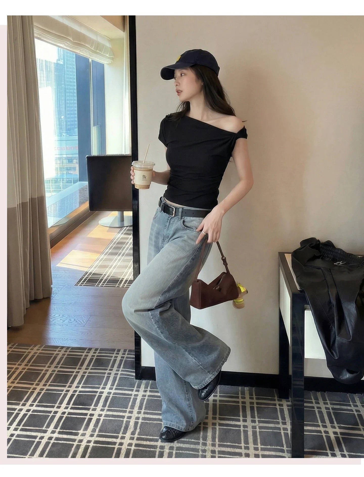 White Diagonal Shoulder Short Sleeve Crop Top 2026 Summer Solid Waist Pleated Women T-shirt Korean Style Minimalist Slim Tee