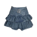 High Waist Short Denim Skirt Women's Summer Dopaamine Design Slimming A-Line Skirt with Lace Trim Super Short Casual Skirt