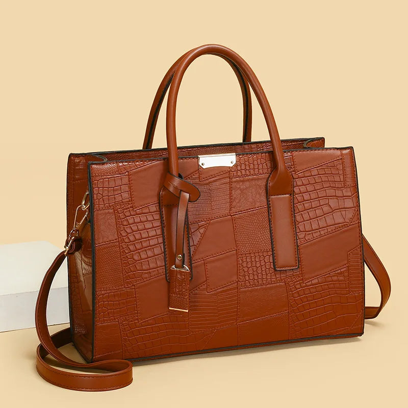 Trendy Lizard Pattern Mother-Daughter Handbag Summer 2025 Vintage Style Women's Tote Shoulder Bag Crossbody Bag Large Size