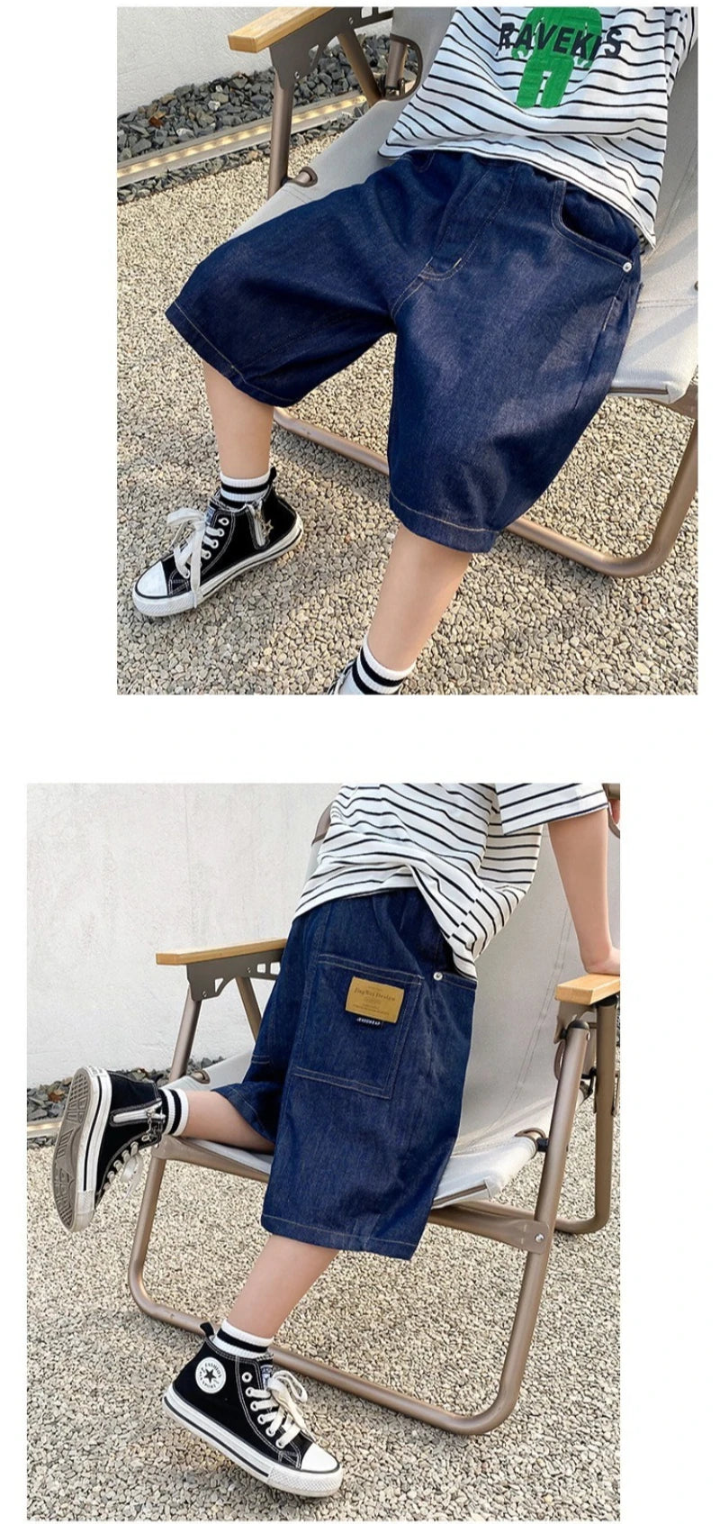 New Boys Summer Fashion Denim Shorts Kids Casual Loose Thin Knee-Length Trousers 3-12 Years Teenager Outdoor Five-point Pants