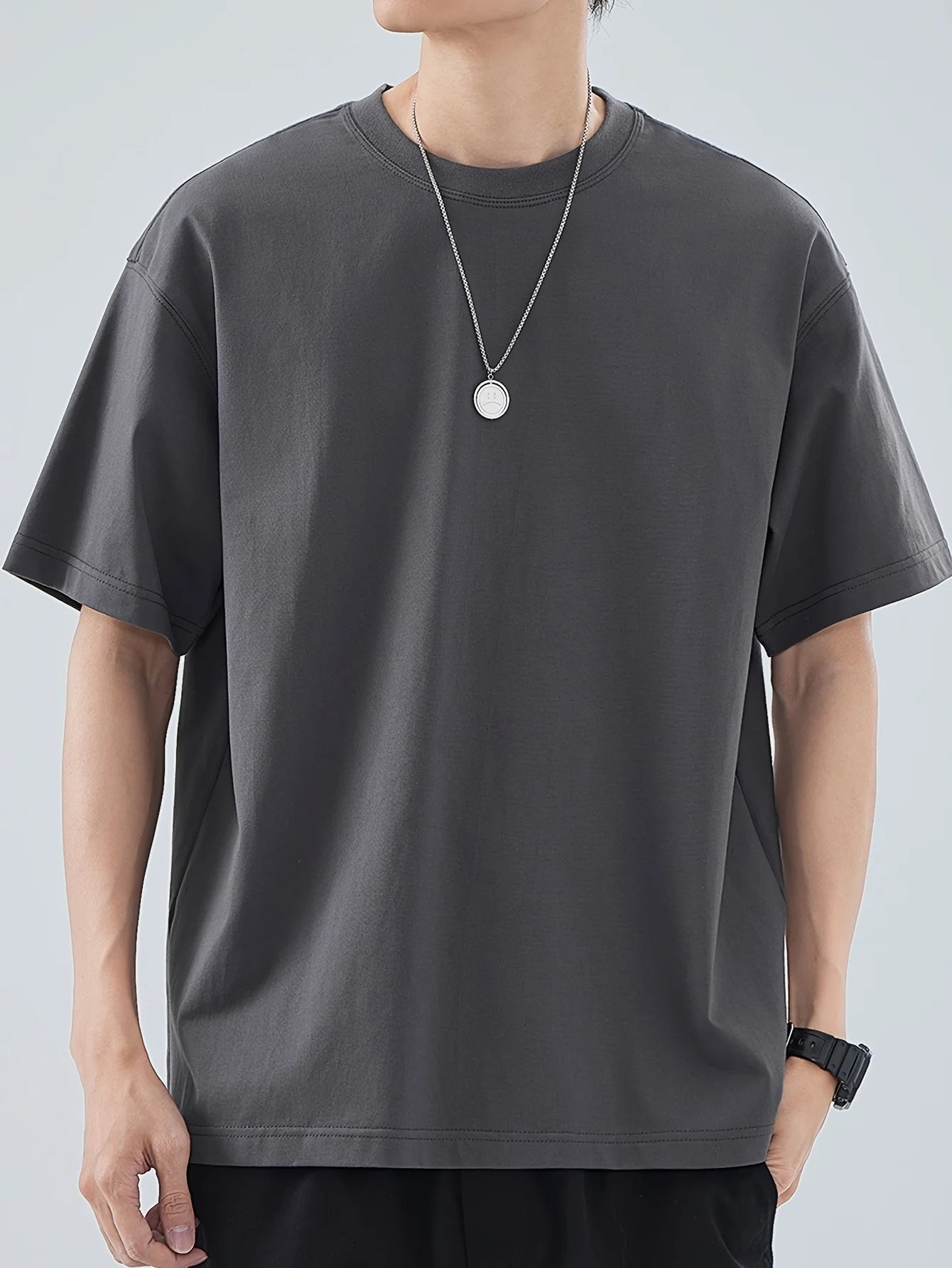 Men'S T-Shirts 2025 Summer Oversize Cotton T-Shirt Casual High Quality Short Sleeves Tee Shirt Men Basic Solid Color Sports Tops