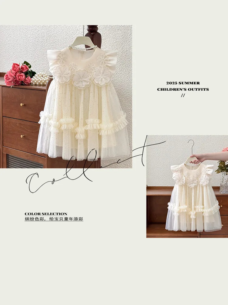 Girls' Summer Dress 2025 New Children's Internet Famous Princess Dress, Girls' Summer Super Fairy Mesh Dress