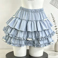 Y2K Black White Print Mini Skirt Women Slim Design Ruffle Layered A Line Skirt Elastic Waist Harajuku Pleated Short Piano Skirts