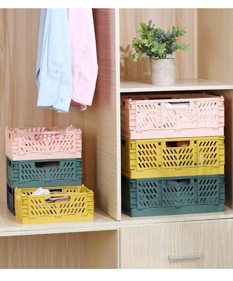 Foldable Storage Basket Wardrobe Organizer Box Kitchen Bathroom Accessories Gadgets For Clothes Toy Spices Condiments Vegetables