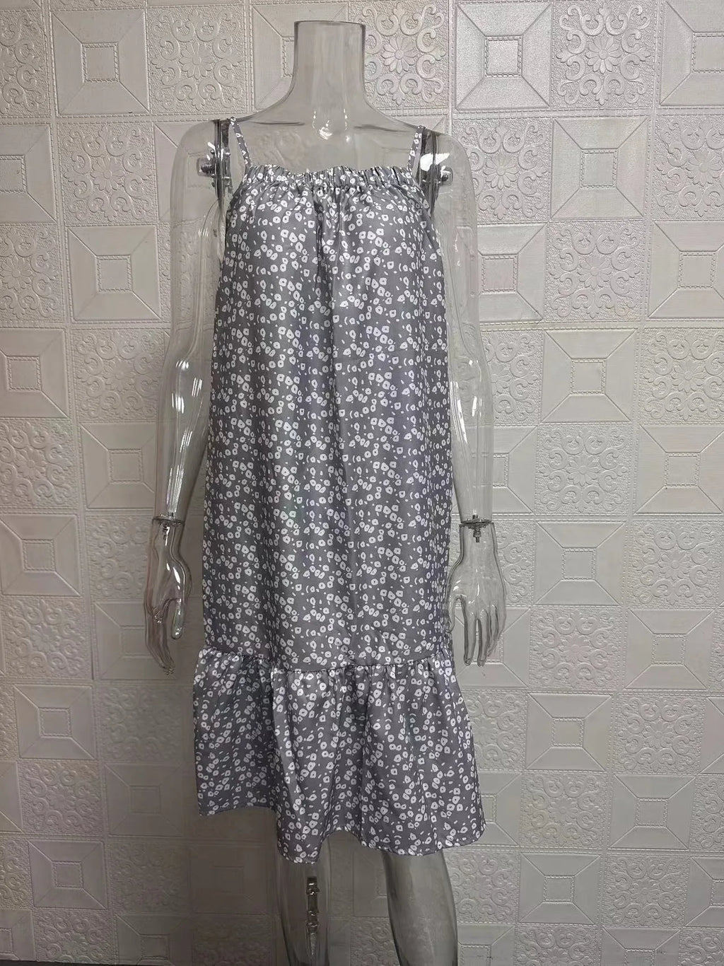Summer 2026 New Wish Countryside Style Maxi Dress with Strapless Vest Floral Print Loose Waist Polyester Material Girls Skirt