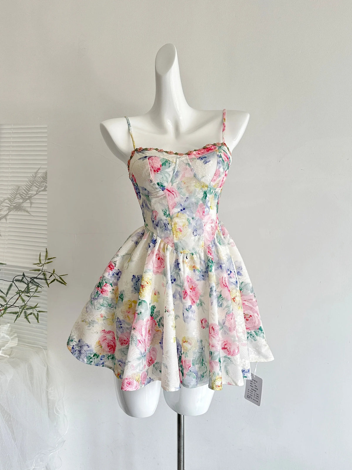 Sweet Pure Desire Style Women's Floral Print Halter Dress Slimming Waist Design Casual Summer Polyester Fiber Gown