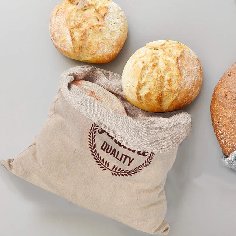 Bolsa de pan de lino, bolsas reutilizables para pan, bolsas con cordón para pan casero artesanal, bolsa para baguette, contenedores de almacenamiento de alimentos