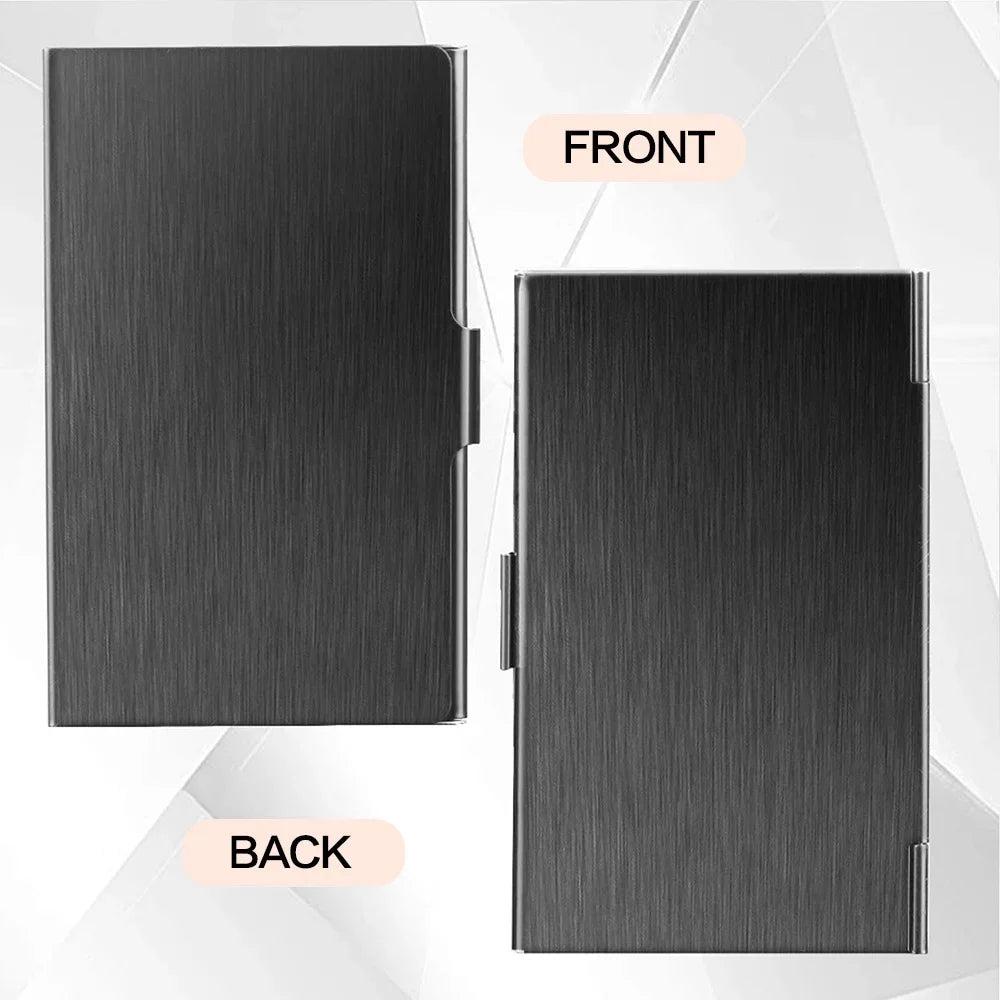 Premium Ultra thin Stainless Steel Business Card Holder - Silver Metal Pocket Case for Men and Women Simple Design Wallet