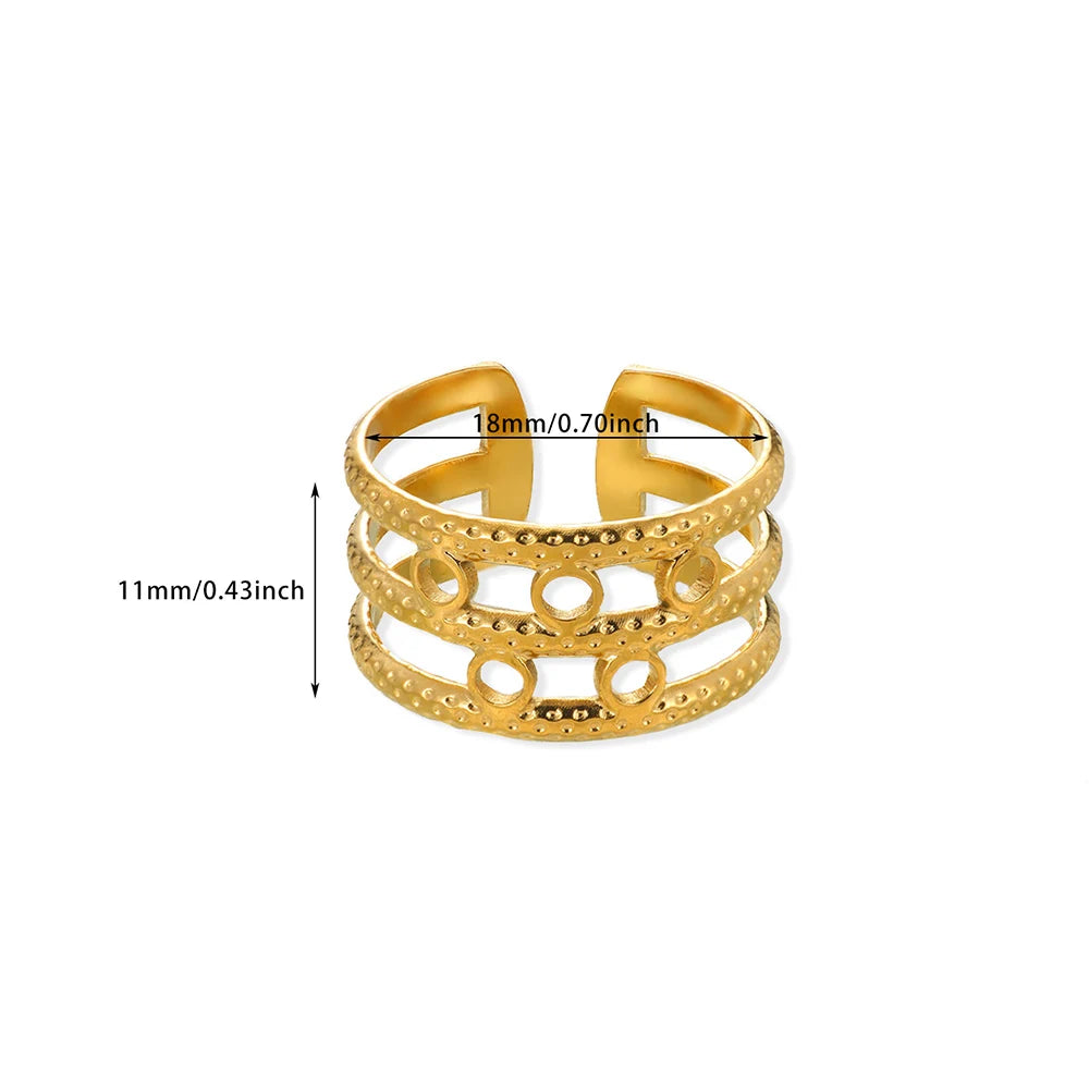 Stainless Steel Ring With Riveted Bullet Design Gold Tone For Women Bold Statement Jewelry Gift For Her