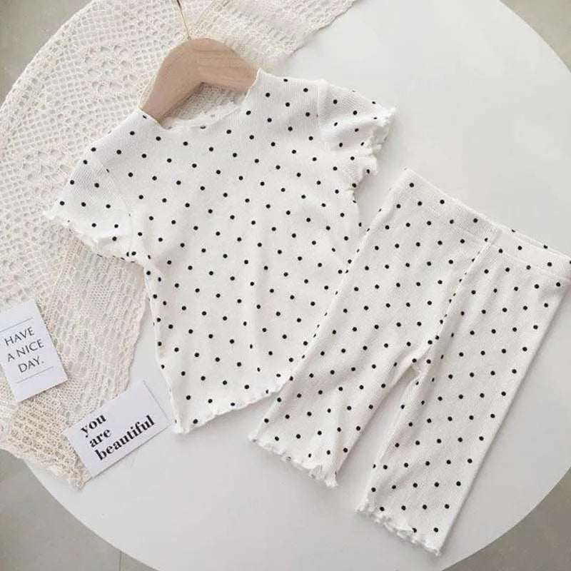 Baby Girl Floral Pajamas Set Summer Short Sleeve Thin Two Piece Outfits Toddler Kids Sleepwear Infant Home Wear Children Clothes